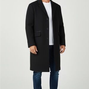 Cole Haan Men's Classic Black Wool Blend Overcoat Single Breasted Size Xl